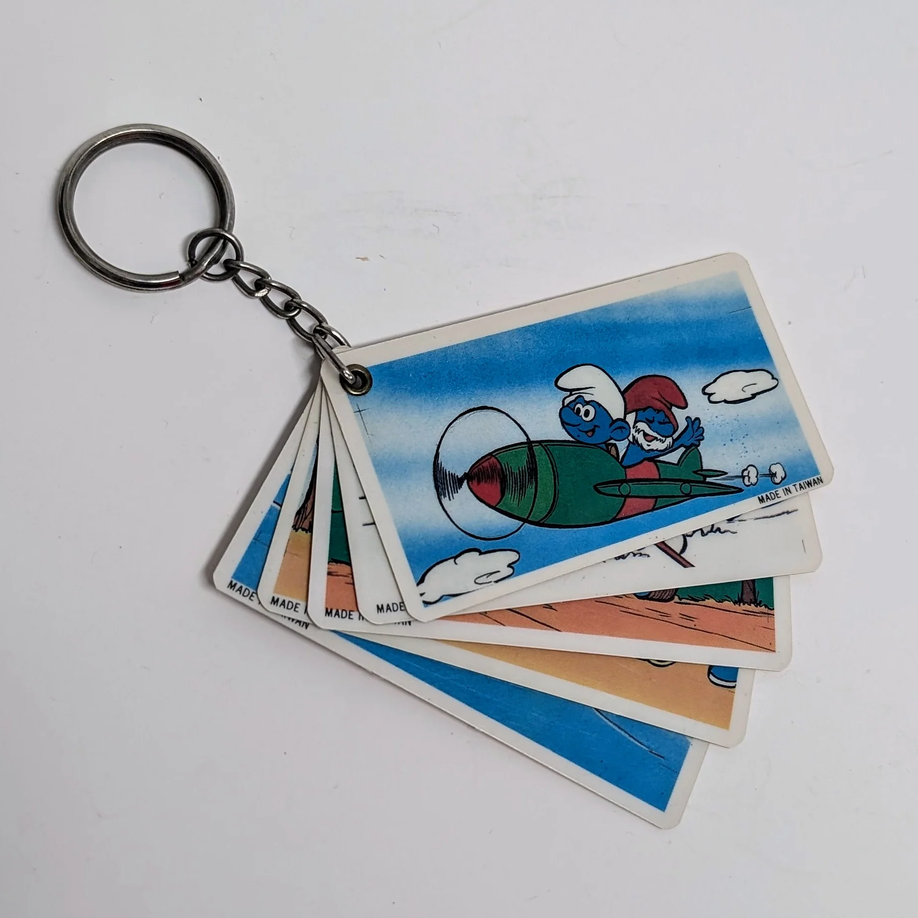 1980 Smurfs Two-Sided Colour Cord Keychain