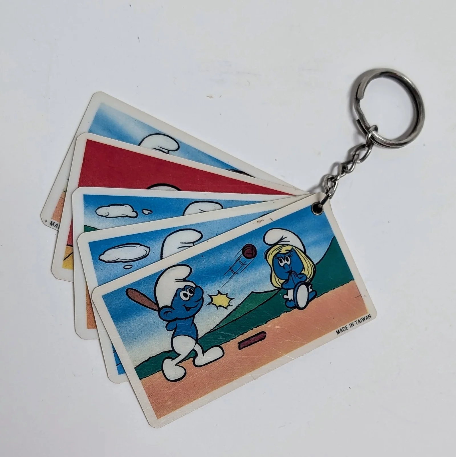 1980 Smurfs Two-Sided Colour Cord Keychain - Image 2