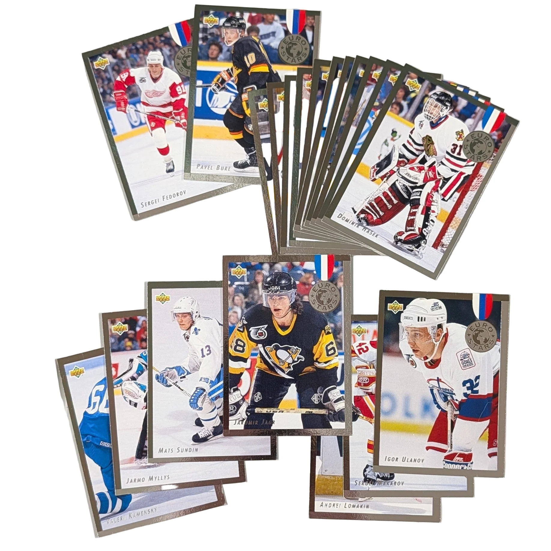 1992 Upper Deck Eurostars Subset - Featuring Sundin, Jagr, Hasek & Fedorov