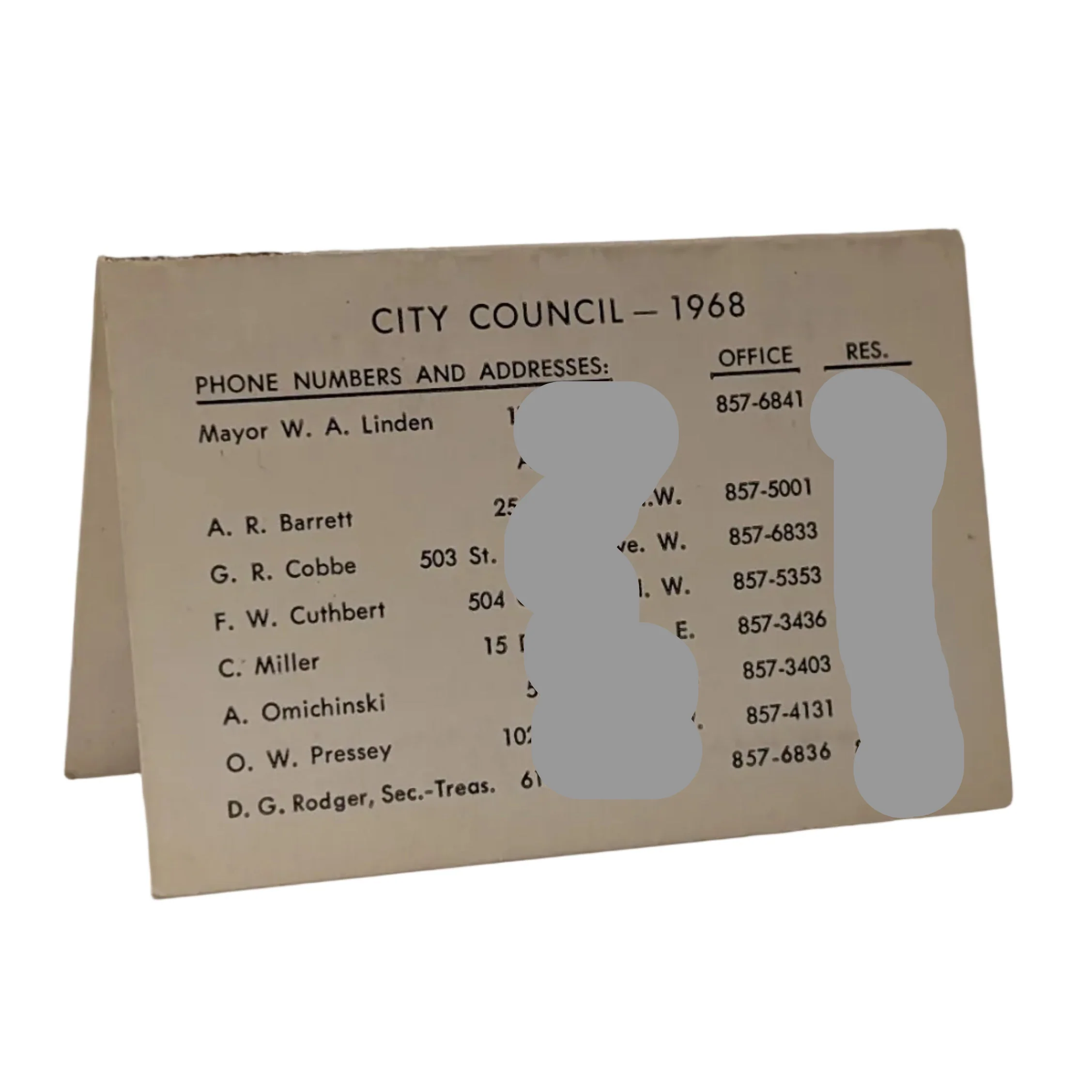 City of Portage La Prairie City Council - 1968 Business Card - Image 3