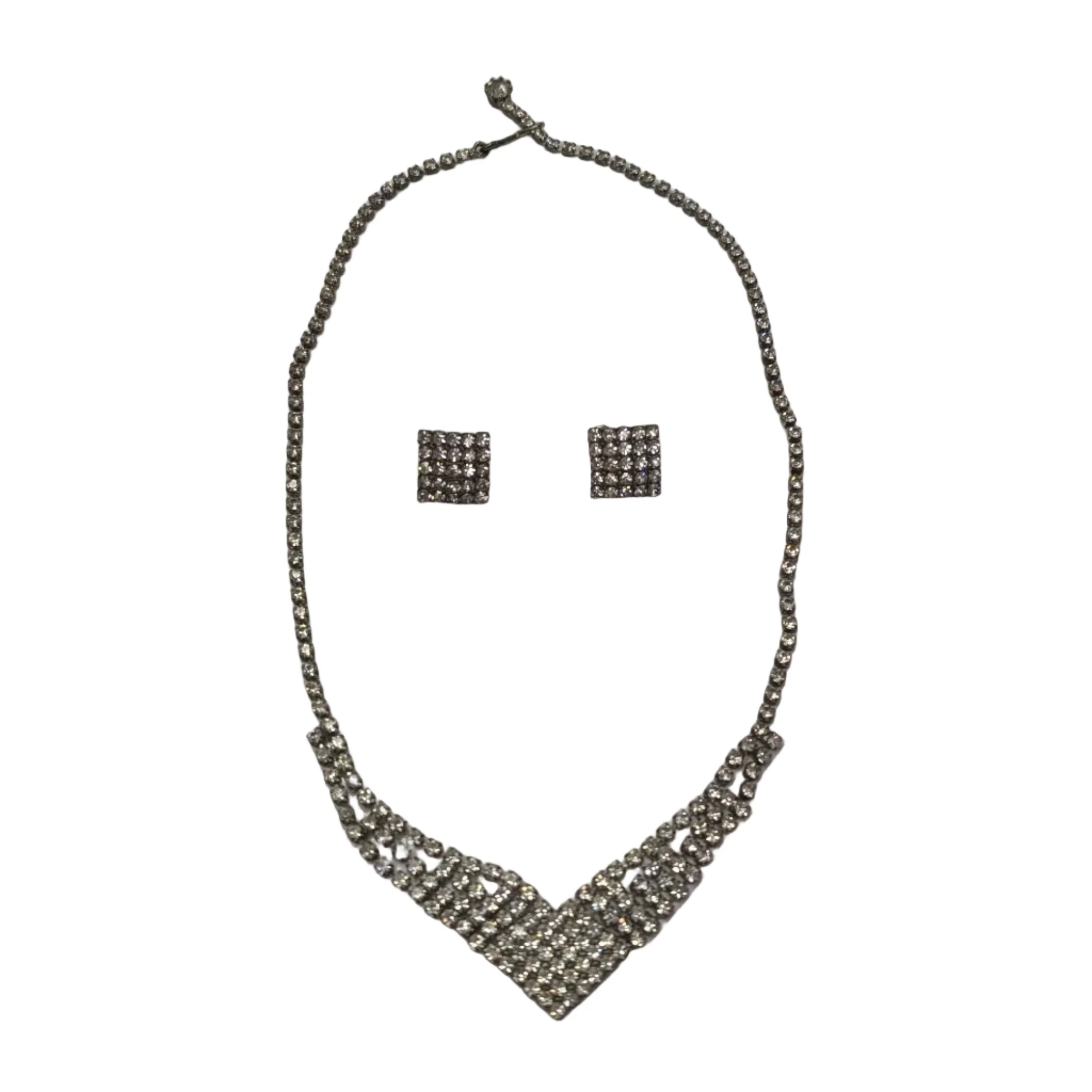 Costume Rhinestone Necklace and Earring Set