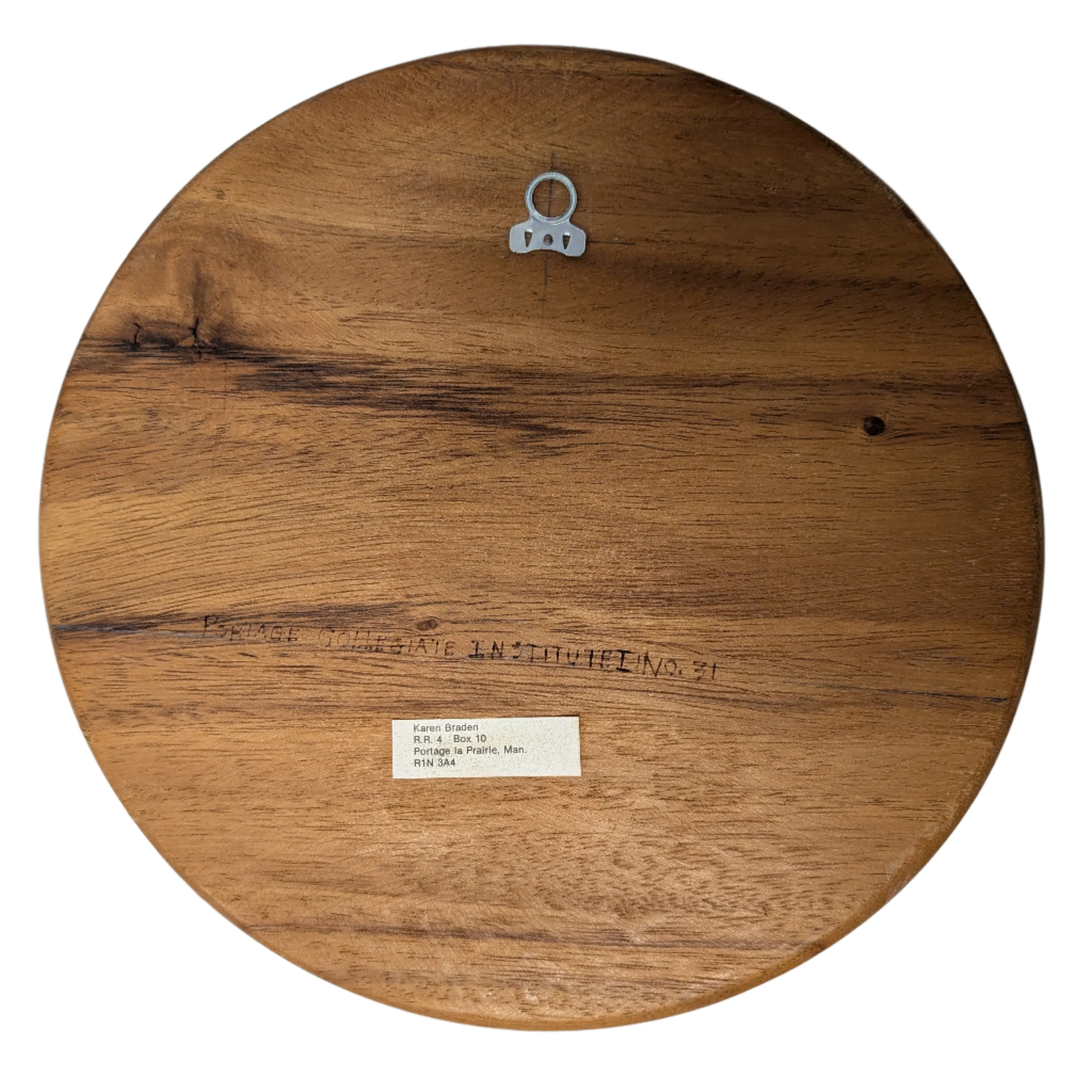 "Portage Collegiate Institute" No. 31 by Karen Braden, 1990, Burnt Wood Plaque - Image 2