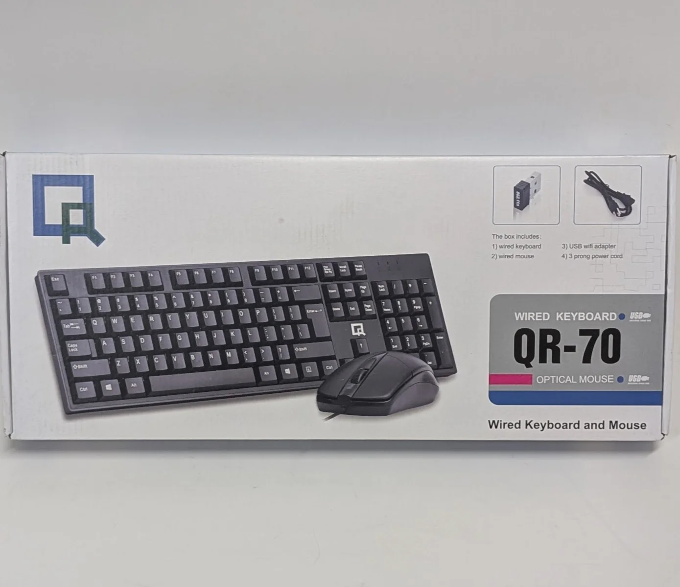 QR-70 Wired Keyboard and Optical Mouse Bundle