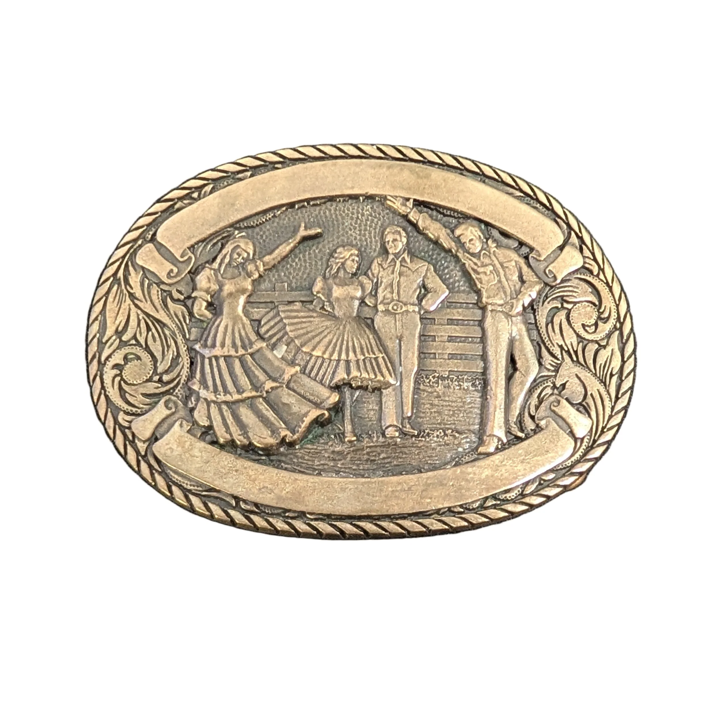 Solid Brass Square Dancing Belt Buckle