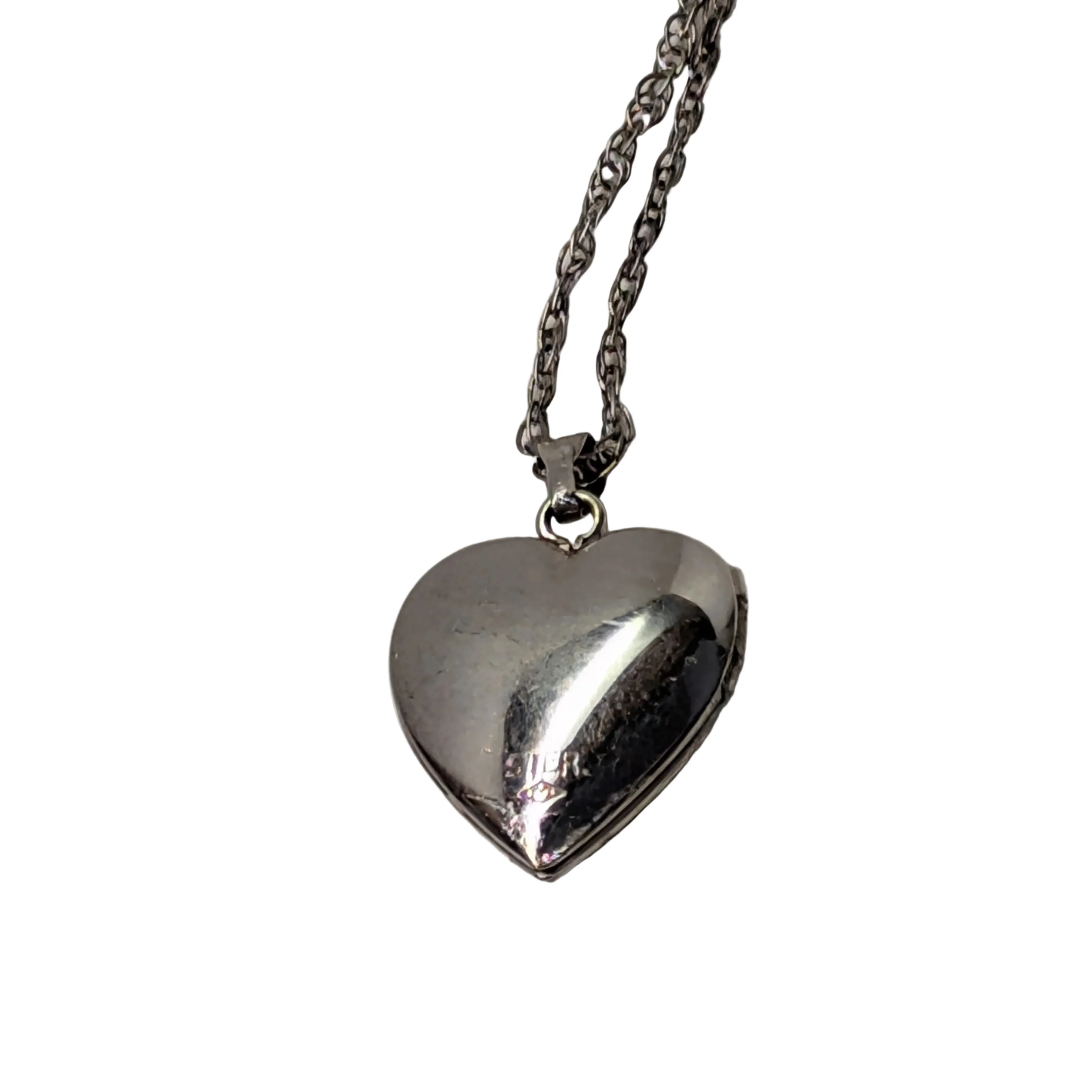 Sterling Silver Enameled Heart-Shaped Locket on Chain - Image 2