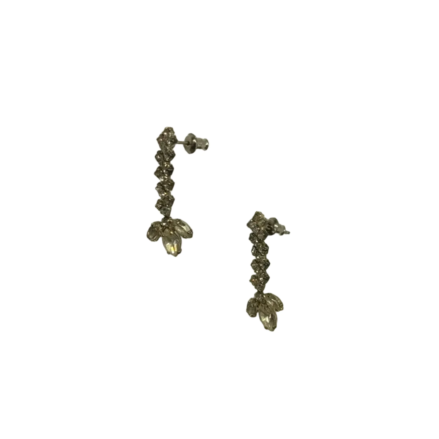 Vintage Costume Rhinestone Drop Stud Earrings - Image 2