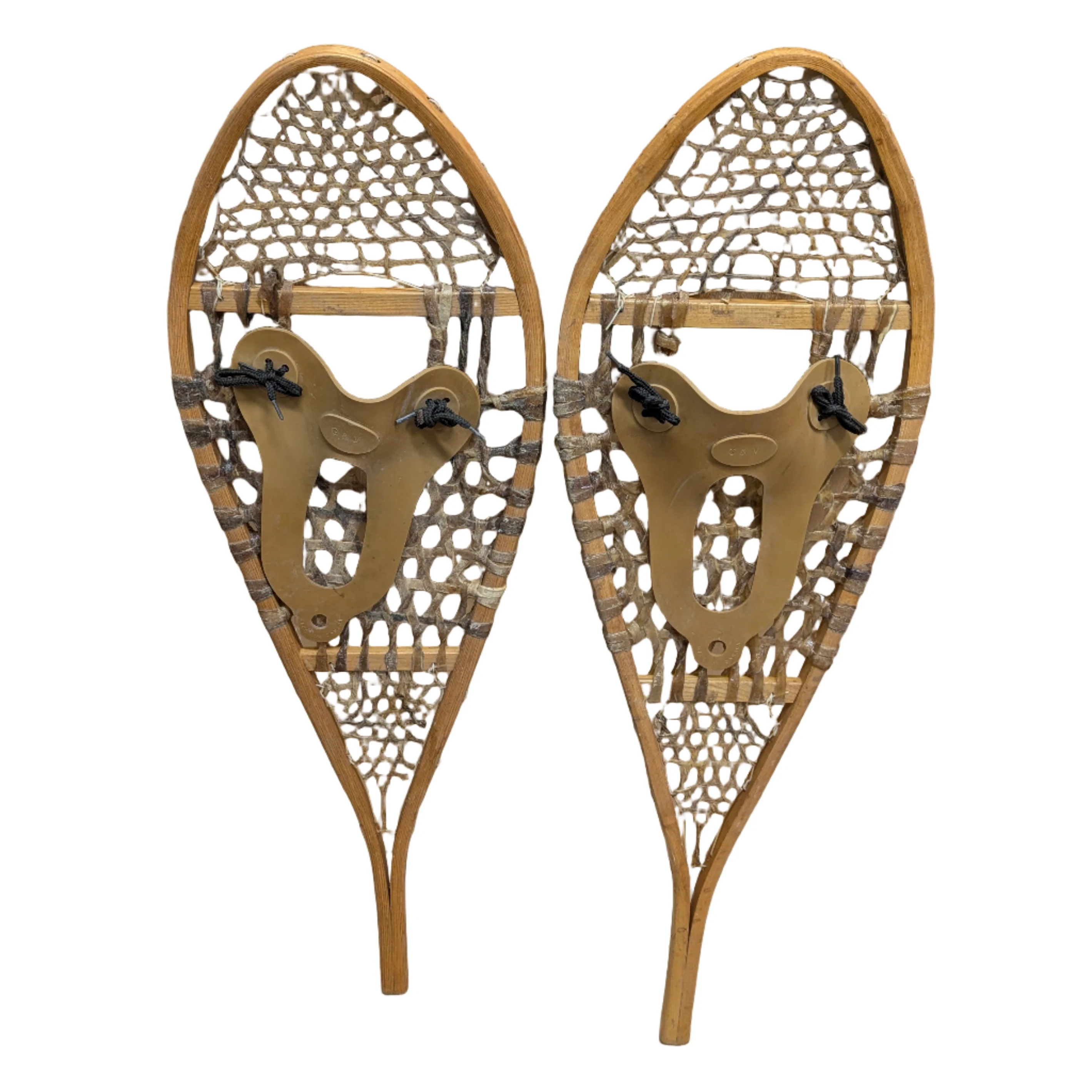 Vintage GV Rawhide Huron Snowshoes Adult 14 x 42 with Original Binding - Made in Canada