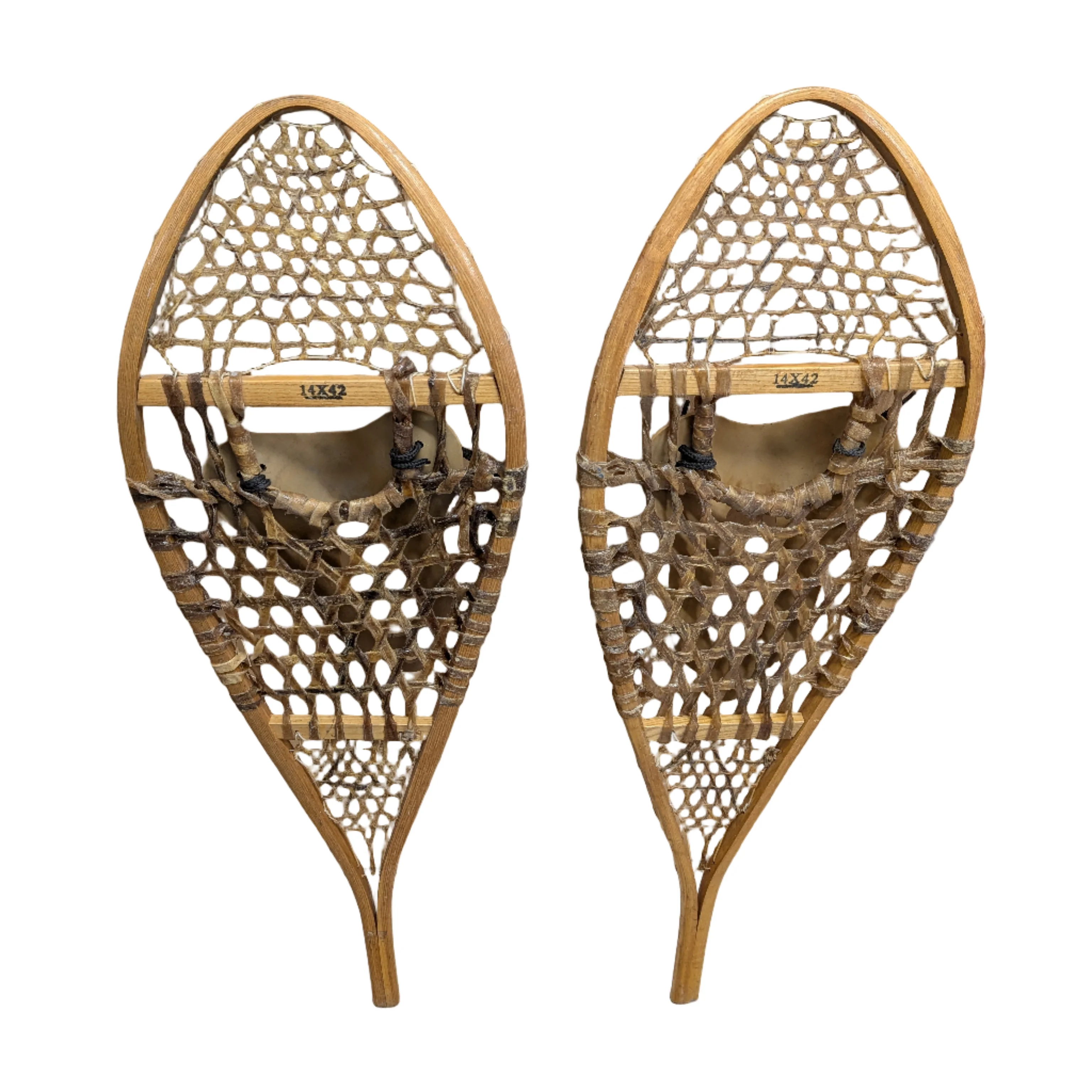 Vintage GV Rawhide Huron Snowshoes Adult 14 x 42 with Original Binding - Made in Canada - Image 2