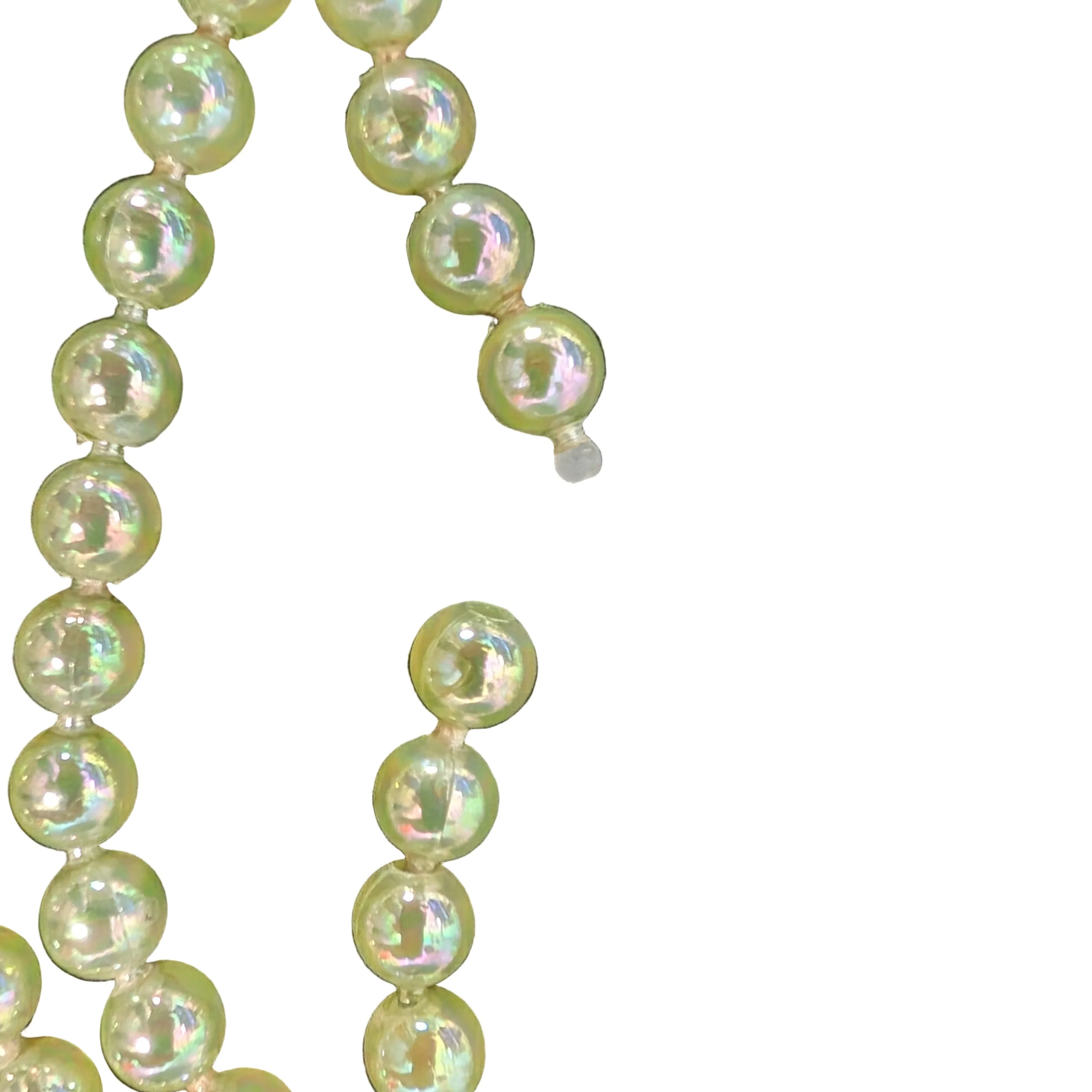 Vintage Iridescent Green Pop Bead Three-Strand Choker Necklace - Image 2