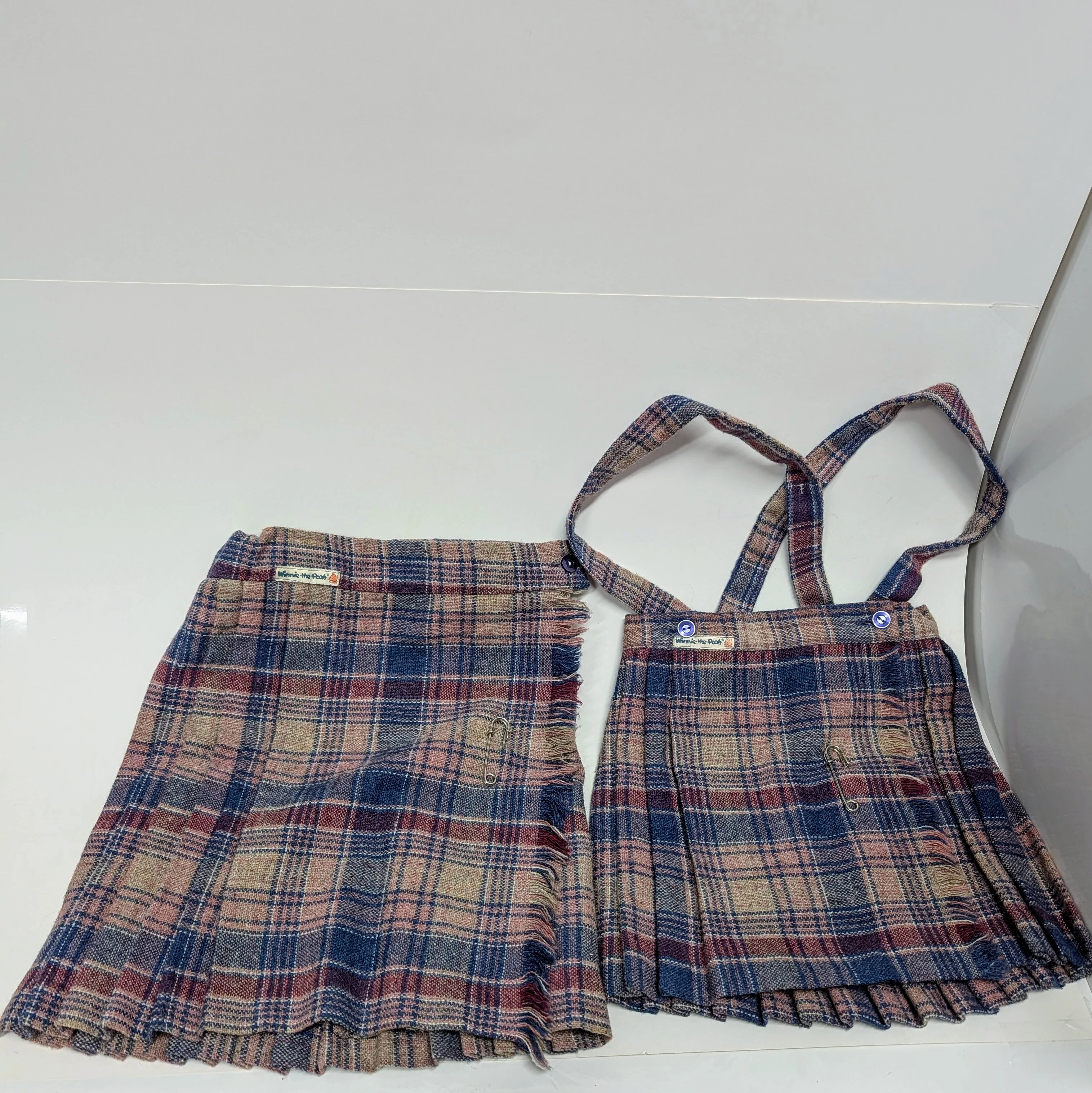 Vintage Sears Winnie the Pooh Plaid Big Sister and Little Sister Skirts
